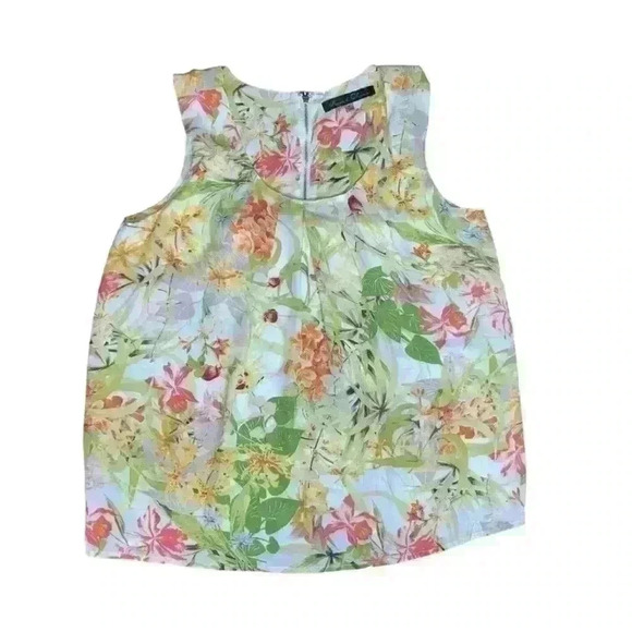 Rose and Olive Floral Sleeveless Blouse. Size M Floral Back Zipper Hawaiian - Picture 5 of 8